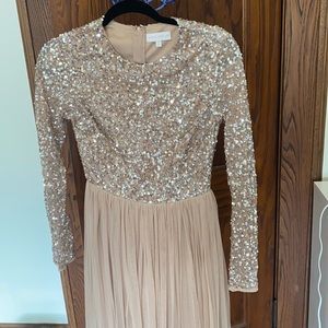 Beige formal Sequenced evening gown US Size 4
